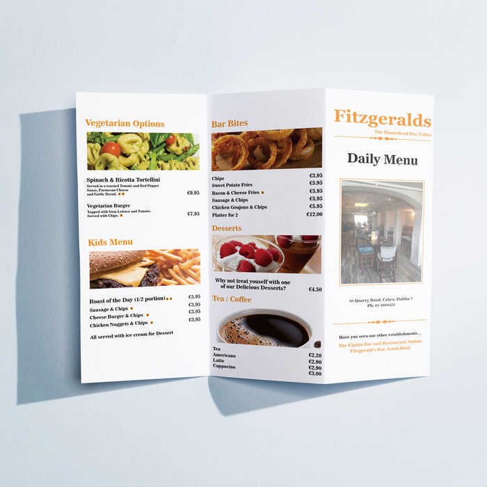 A4 Laminated Menus